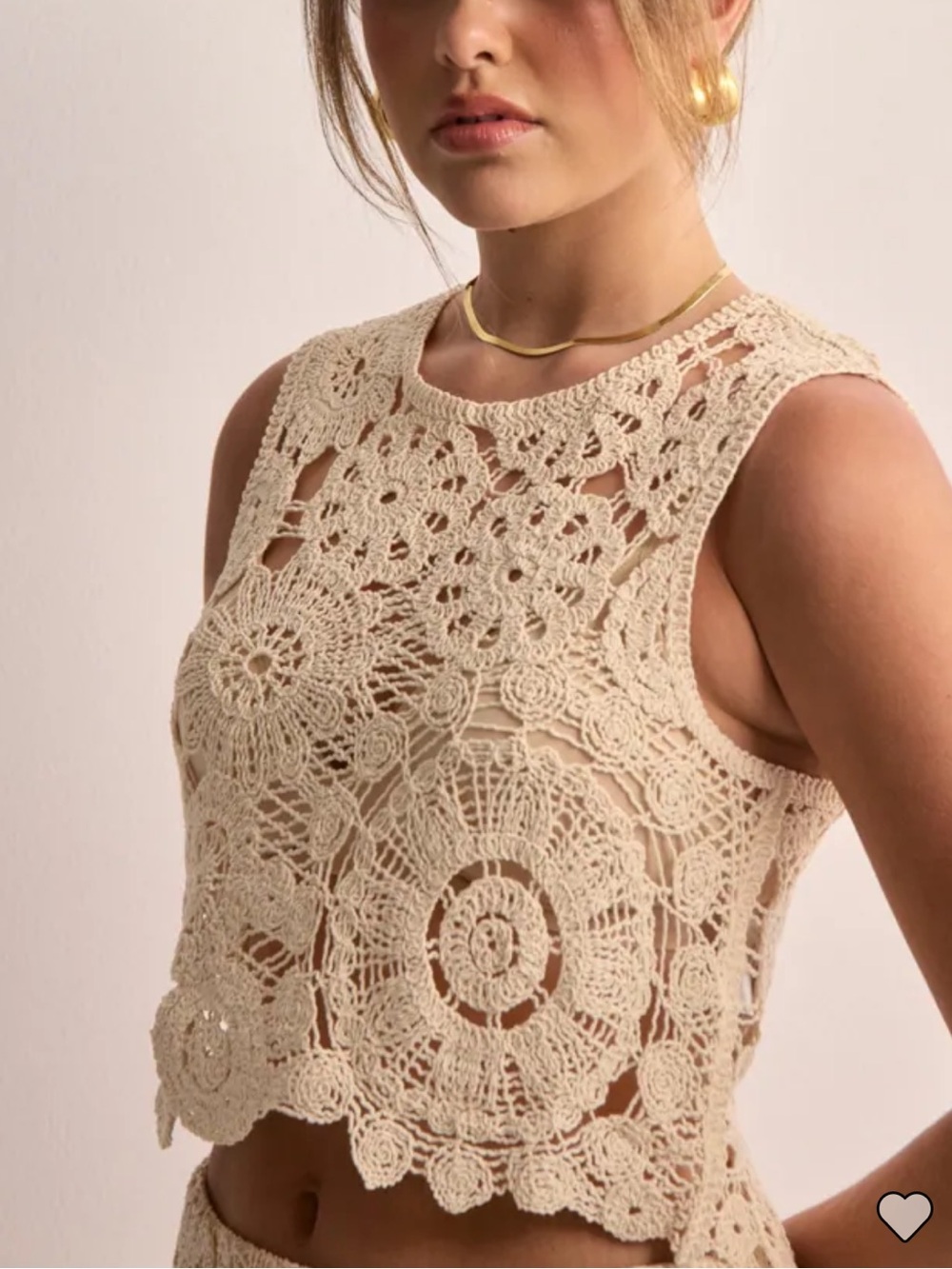 Vero Moda Sleeveless Crochet Top Cream 100% Cotton Size XL Boho Festival